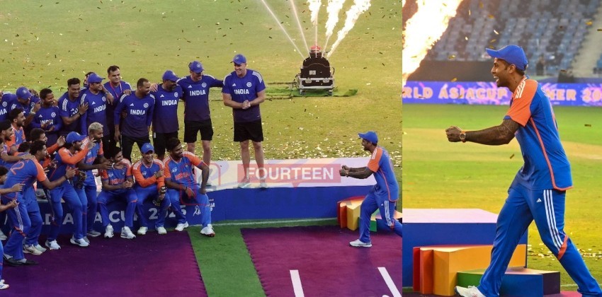 ചാമ്പ്യന്മാർക്ക് നൽകാതെ ട്രോഫിയുമായി പിസിബി ചെയർമാൻ മുങ്ങി’; തനിക്ക് കിട്ടിയ മുഴുവൻ മാച്ച് ഫീ ഇന്ത്യൻ സൈന്യത്തിന് നൽകുമെന്ന് സൂര്യകുമാർ യാദവ് 1