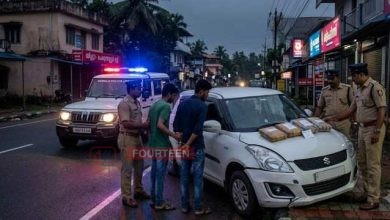 പൊലീസിനെ കണ്ട് കാർ റിവേഴ്സടിച്ചു, ഒടുവിൽ ഫുട്പാത്തിലിടിച്ച് കുടുങ്ങി, പിടിച്ചത് 4 കിലോ കഞ്ചാവ് 3