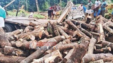 കട്ടിപ്പാറയിലെ കേളൻ മൂലയിൽ തടിലോറി മറിഞ്ഞ് ഡ്രൈവർക്ക് പരിക്ക് 6