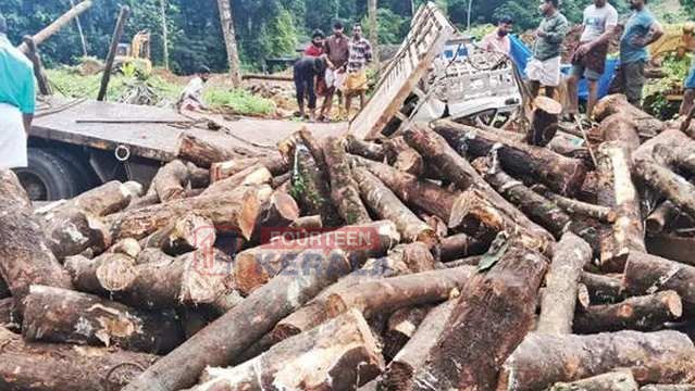 കട്ടിപ്പാറയിലെ കേളൻ മൂലയിൽ തടിലോറി മറിഞ്ഞ് ഡ്രൈവർക്ക് പരിക്ക് 1