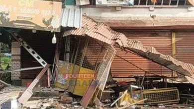 ദിശമാറിയെത്തിയ കാർ കട തകർത്തു; മൂന്നുപേർക്ക് പരിക്ക് 3