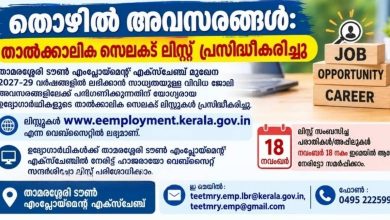 തൊഴിൽ അവസരങ്ങൾ: താൽക്കാലിക സെലക്ട് ലിസ്റ്റ് പ്രസിദ്ധീകരിച്ചു 3